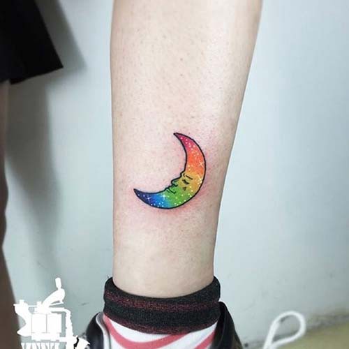 rainbow moon tattoo rainbow moon tattoo