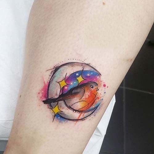 moon and bird tattoo