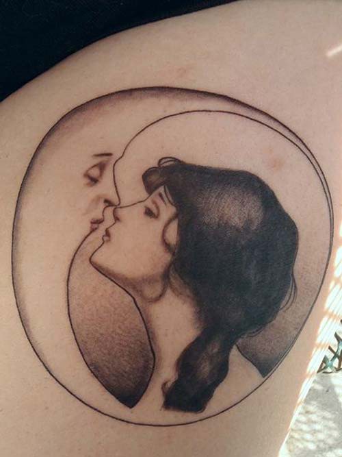 moon and girl tattoos