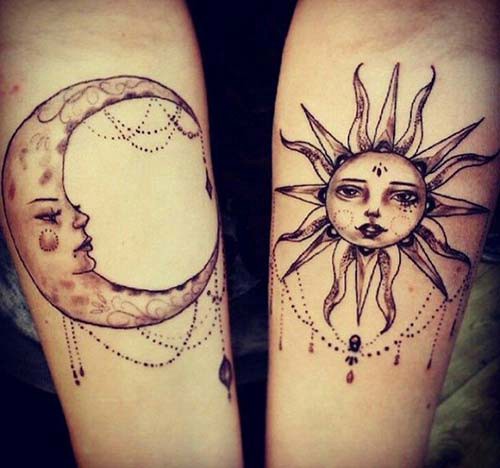 moon sun tattoos moon and sun tattoos
