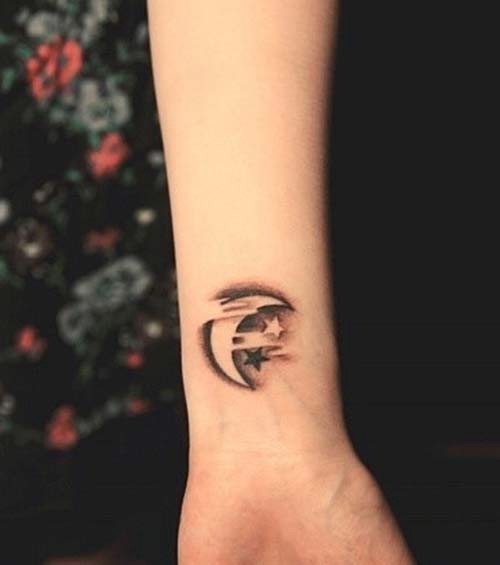 moon and star tattoo wrist wrist crescent and star tattoo