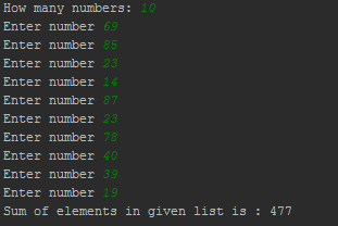Sum of elements in a list - programminginpython.com