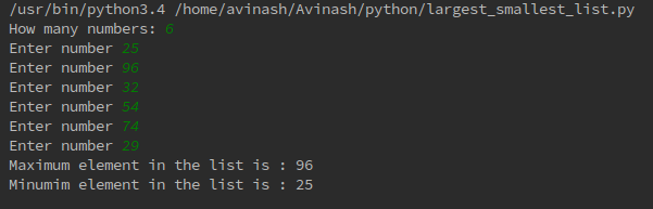 Smallest and Largest element in list - programminginpython.com