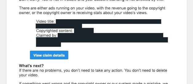So you just received a copyright claim on your YouTube video