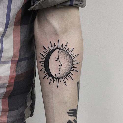 inner arm sun tattoo forearm sun tattoo