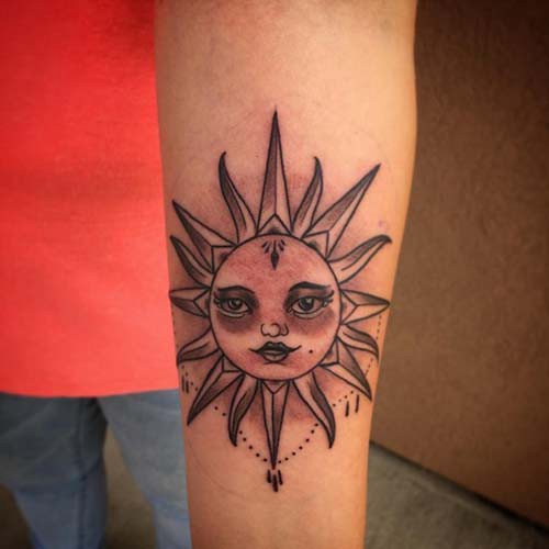 sun face tattoo