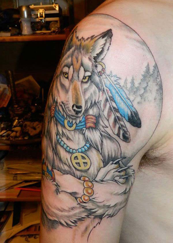 native american wolf tattoo