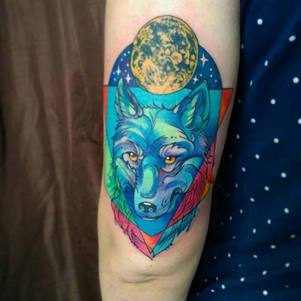 blue wolf tattoo design