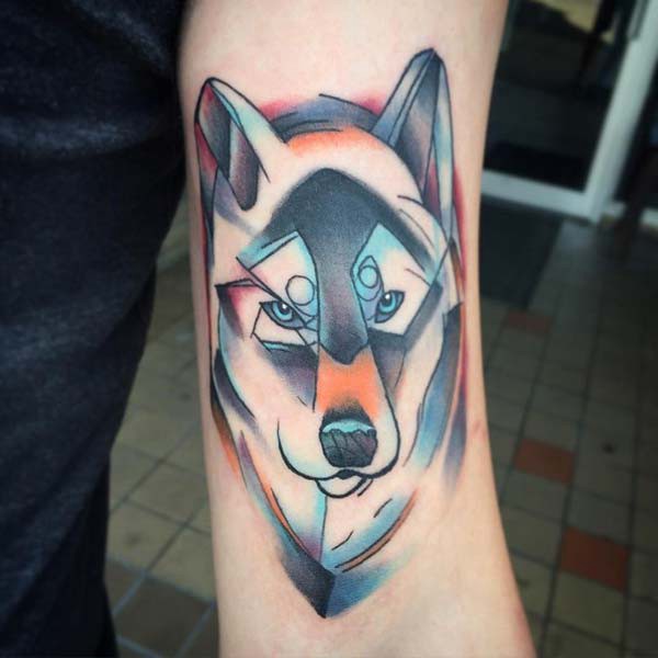 cartoon wolf tattoo