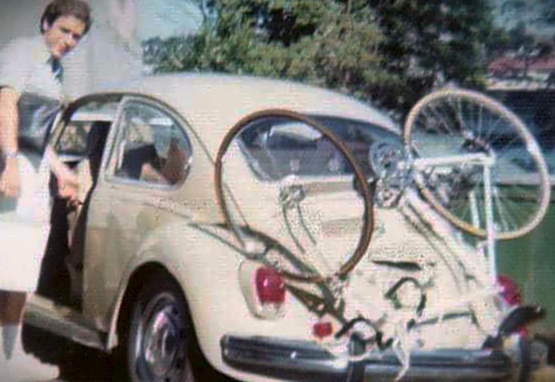 One of the only pictures of Ted Bundy and his infamous 1968 Volkswagen Bug he used to prowl for victims.