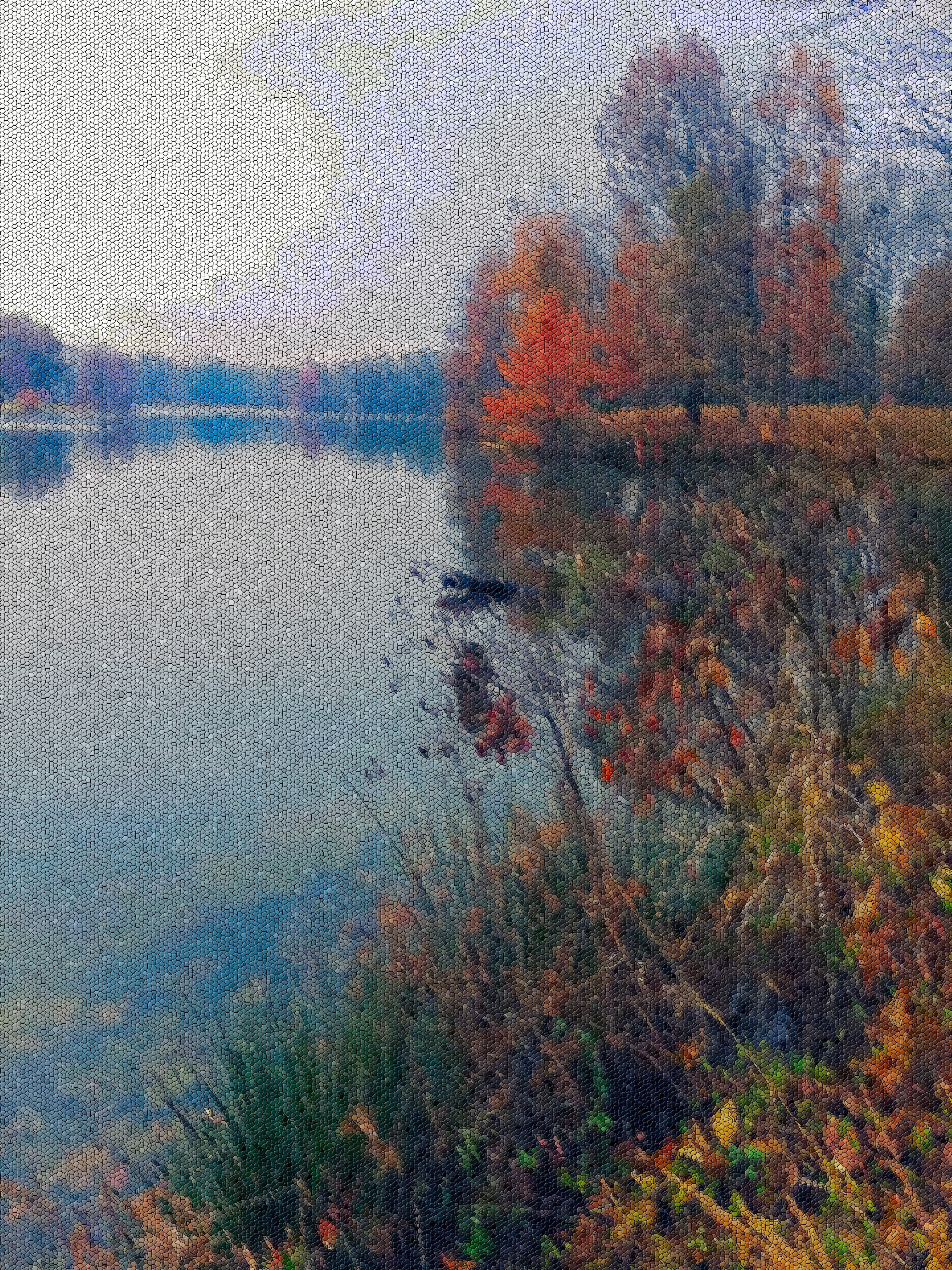 Stylized photo of lake edited using GIMP