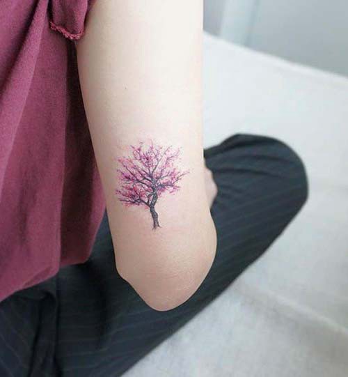 pink tree tattoo