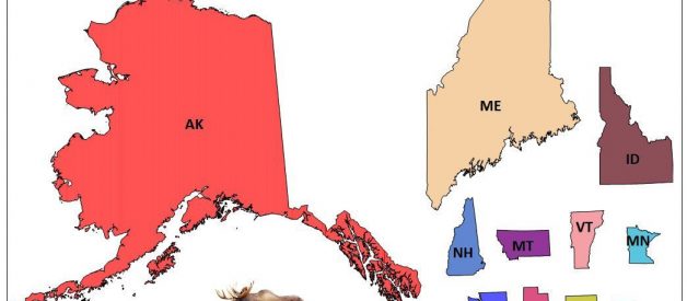 The U.S. states scaled by moose population
