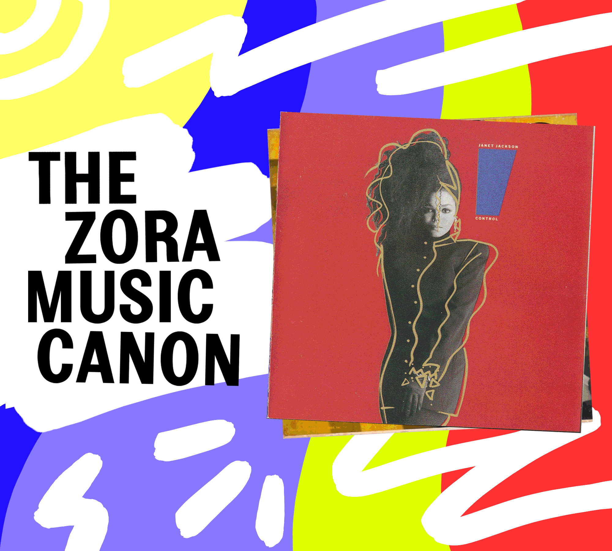 A lively image that says ?The ZORA Music Canon? with several acclaimed album covers by Black women animated  as a gif.