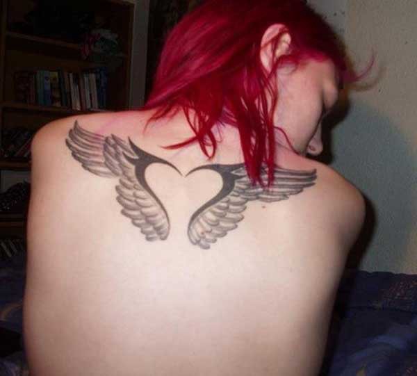 heart wing tattoo