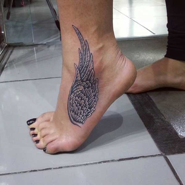 wing tattoo foot
