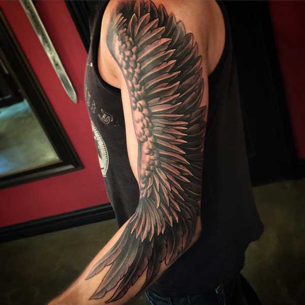 wing tattoo full sleeve for man