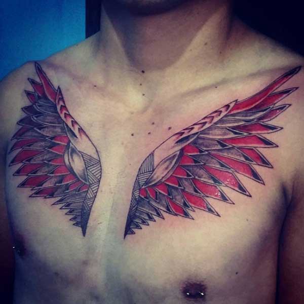 red wing tattoo for chest