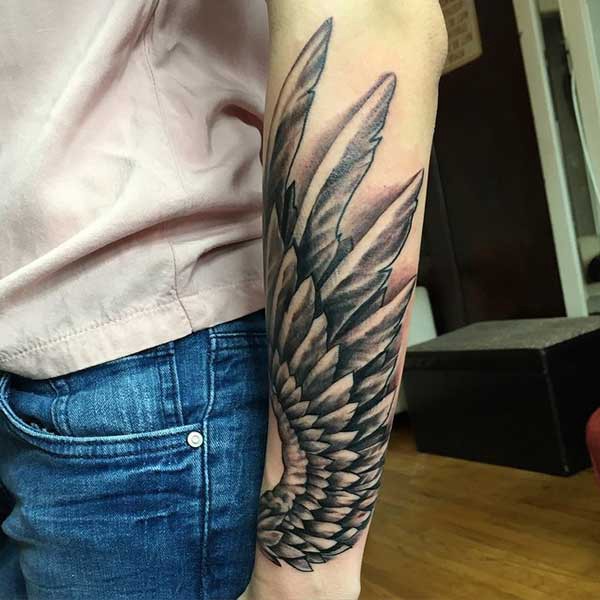 half arm wing tattoo