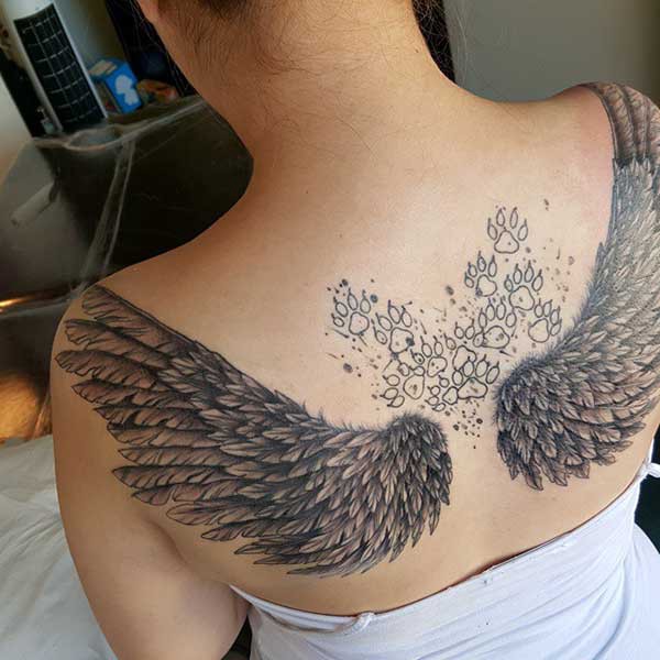 feather wing tattoo for girls