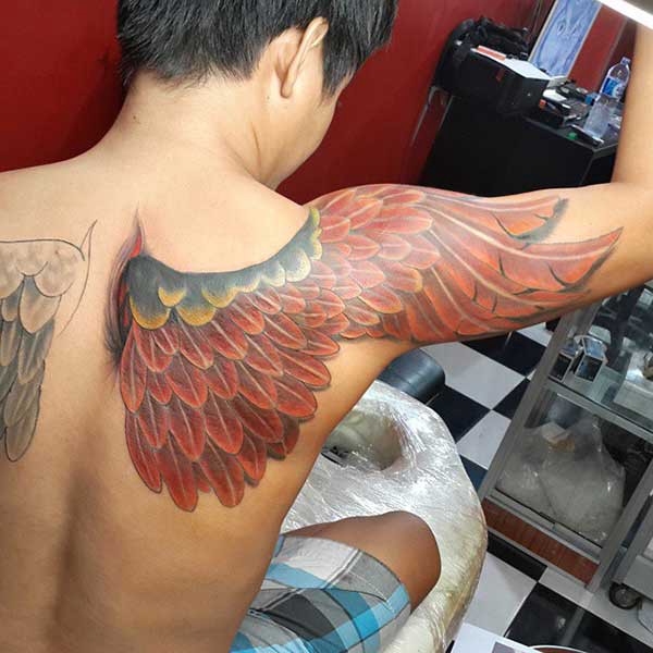 devil and angel wing tattoo