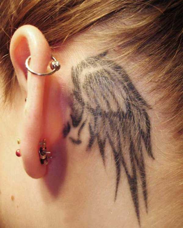 ear back wing tattoo