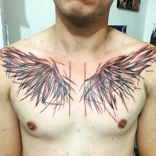striped wing tattoo